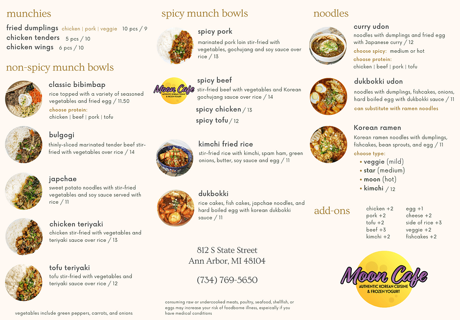 Menu Moon Cafe Ann Arbor Korean Restaurant Frozen Yogurt Menu Moon Cafe Ann Arbor Korean Restaurant Frozen Yogurt